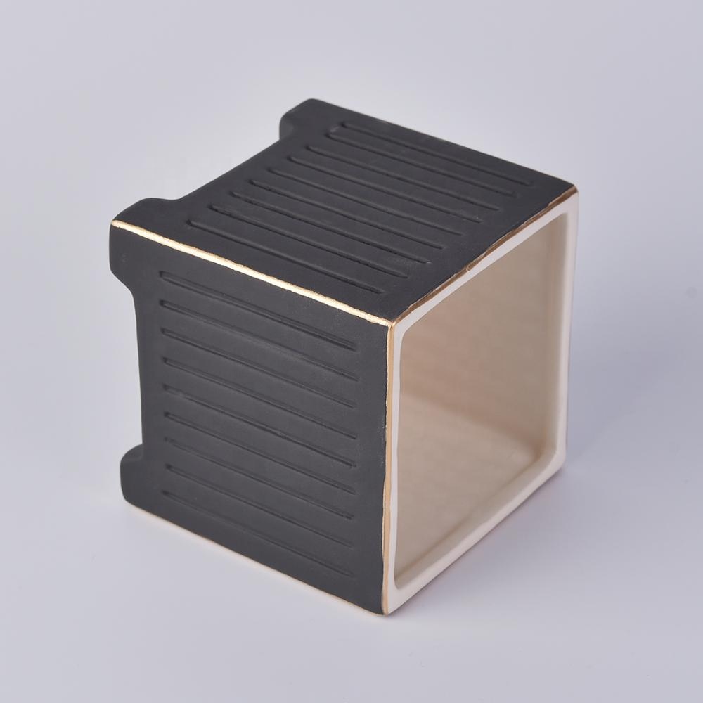 Wholesales antique customized black square ceramic candle holders