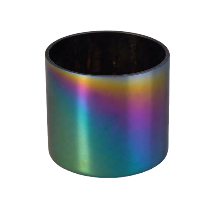 Cylinder electroplated glass candle vessels
