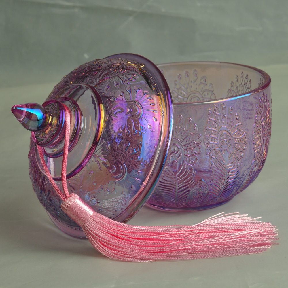 Home decoration wholesales glass candle containers luxury with lid