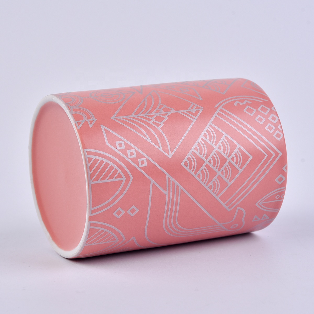 Sunny ceramic cylinder pink porcelain candle jar wholesale