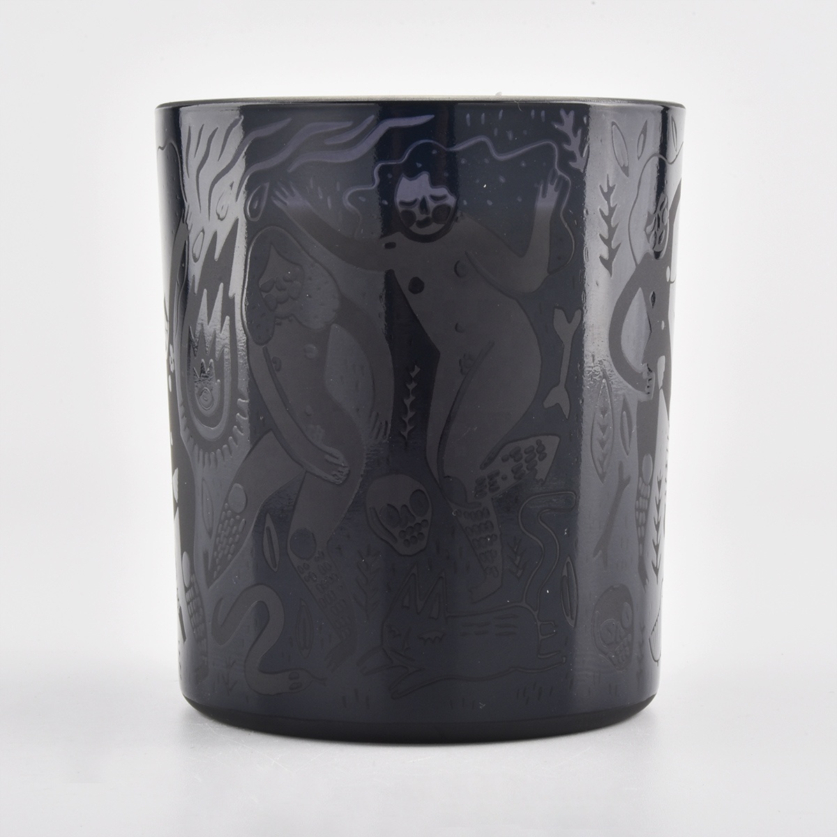 Wholesales luxury black matte cylinder glass candle jar holder