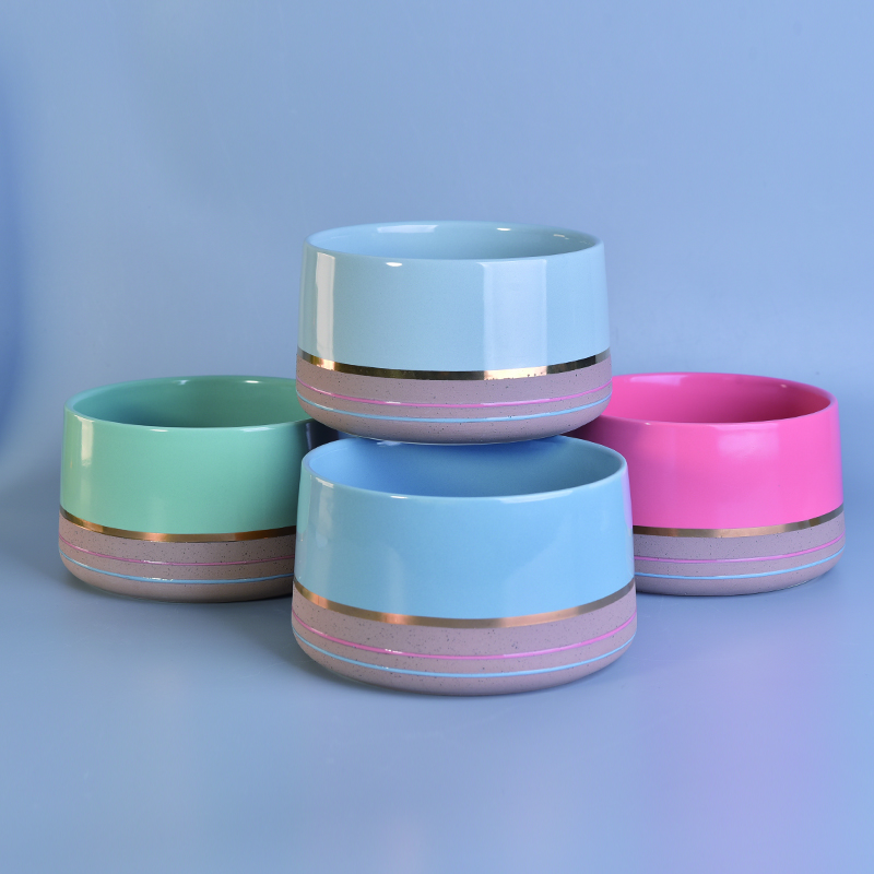 Wholesales chinese custom blue matte Ceramic Candle vessel