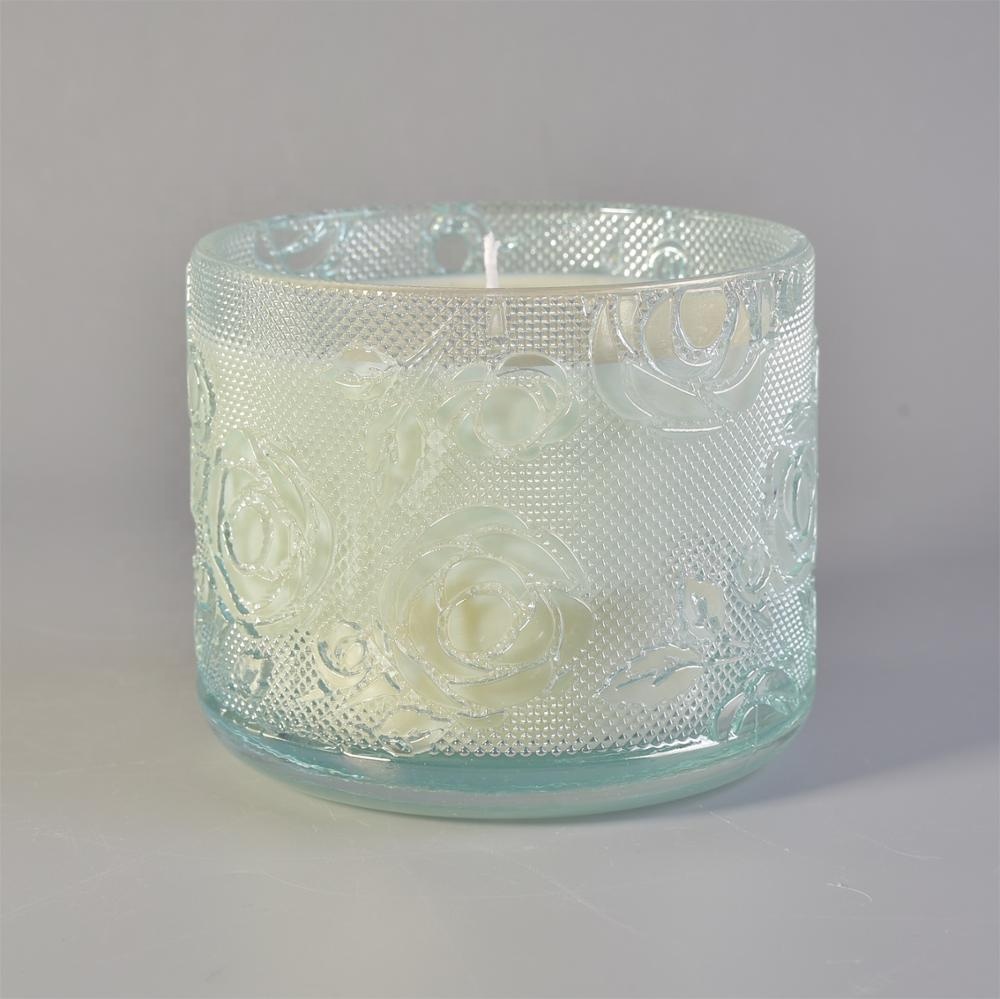 10oz Wholesales luxury rose crystal glass candle jar