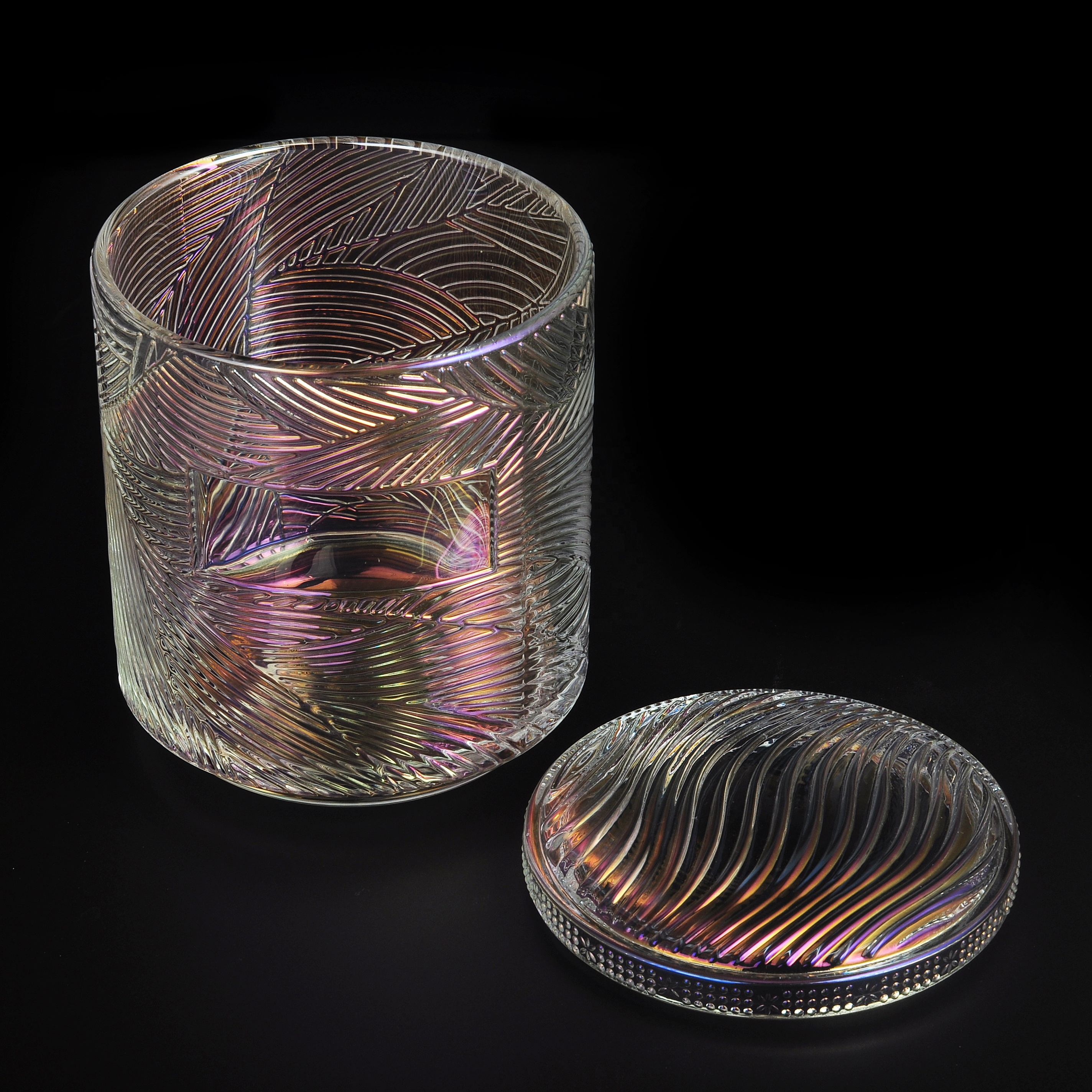 10oz Wholesales Christmas lotus crystal tealight glass candle holder with lid