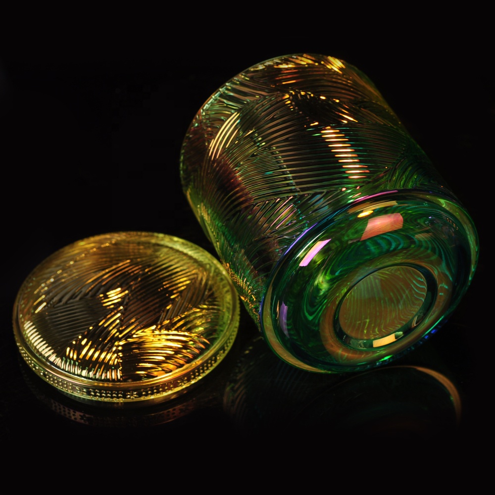 10oz 12oz Christmas lotus glass candle container holder with glass lid