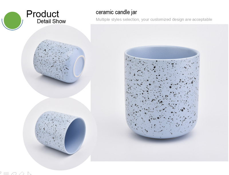 blue dots ceramic candle jars