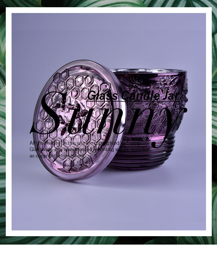 embossed glass candle jar