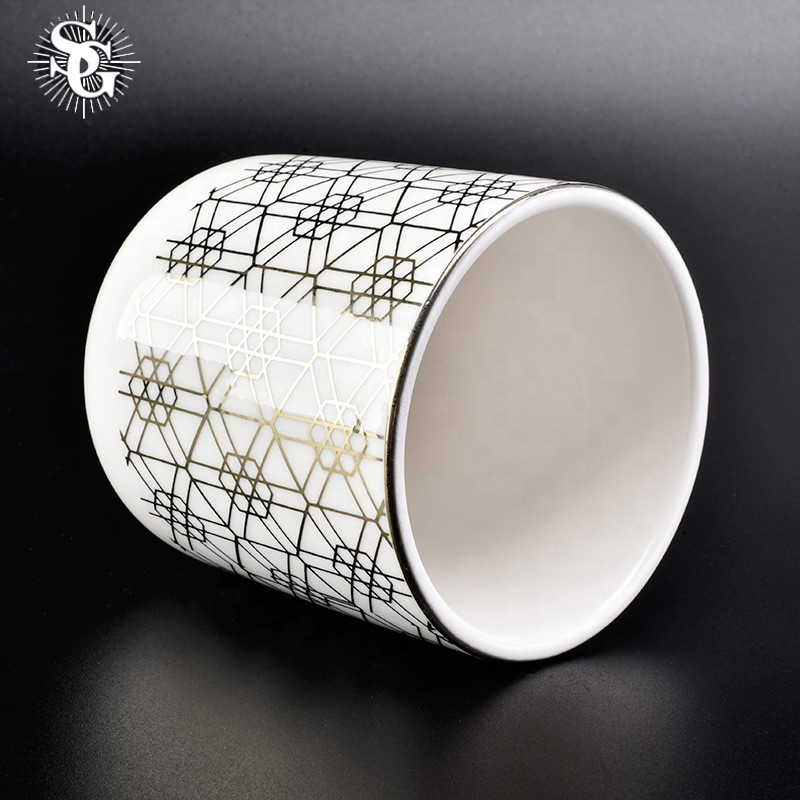 Sunny 400ml snow appearance pattern electroplating ceramic candle holders