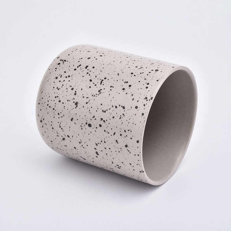 12oz spot pattern grey ceramic candle holders for home decorations