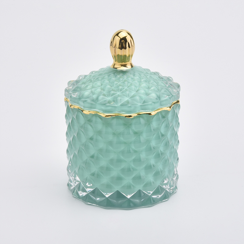 110ml green cute little glass candle holders with lid for home decorations candle containers