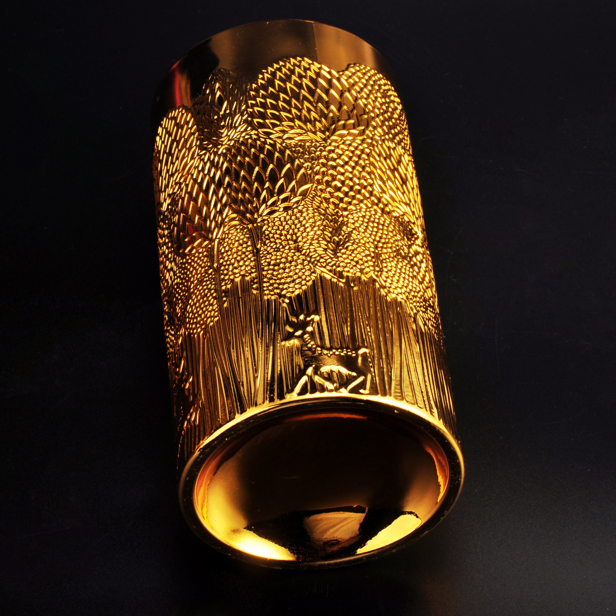 Chinese custom tea light vintage glass candle jar with gold lid 10oz 12oz