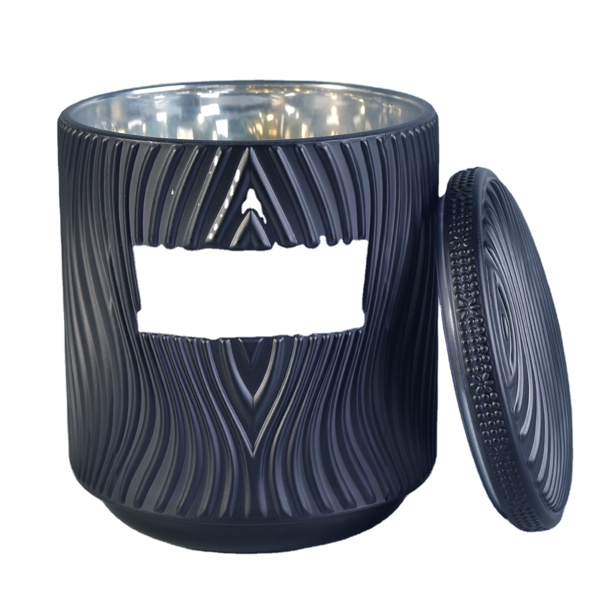 Wholesales logo printing black matte glass candle jar with lid