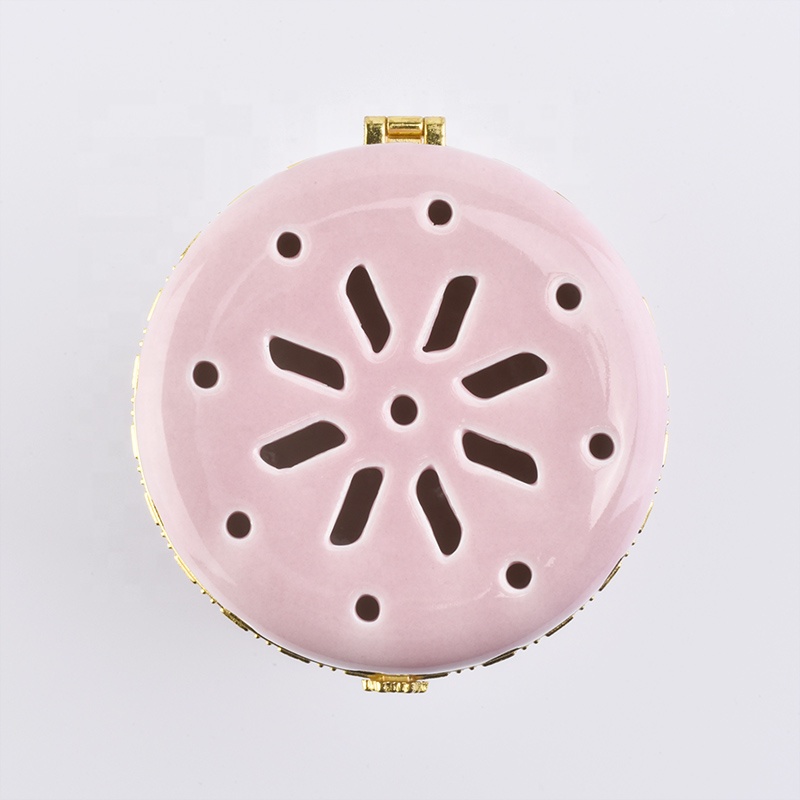 Pink ceramic candle holders for home decor with lid in bulk