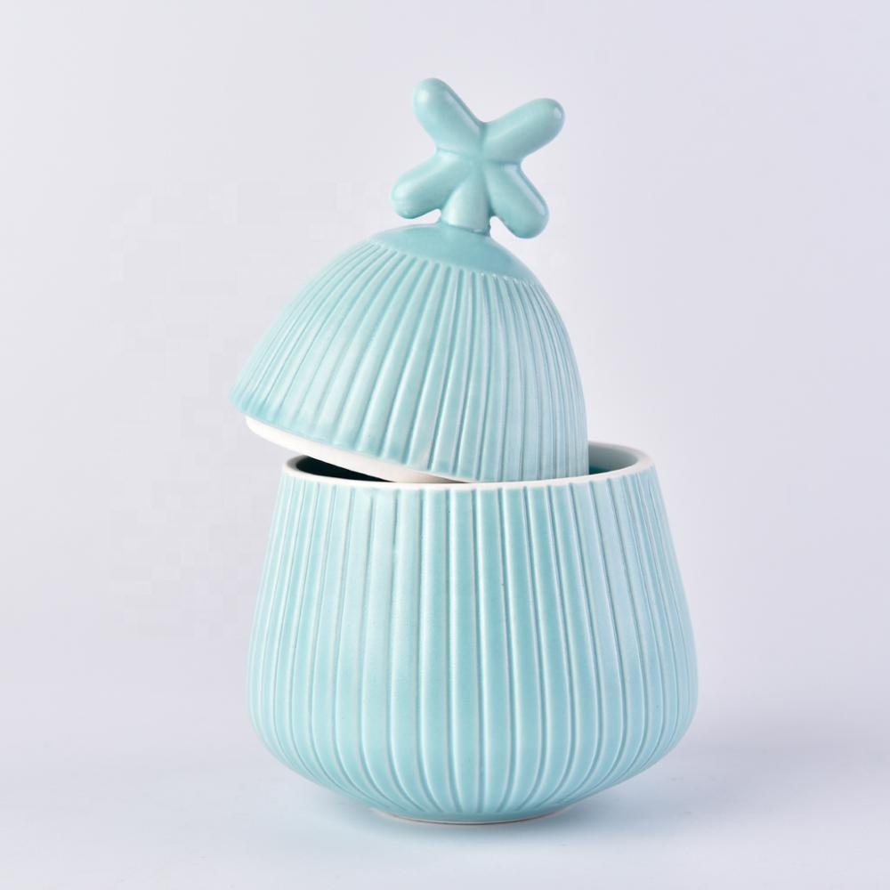 Wholesales glazed tealight ceramic holder candle with lid 10oz 12oz