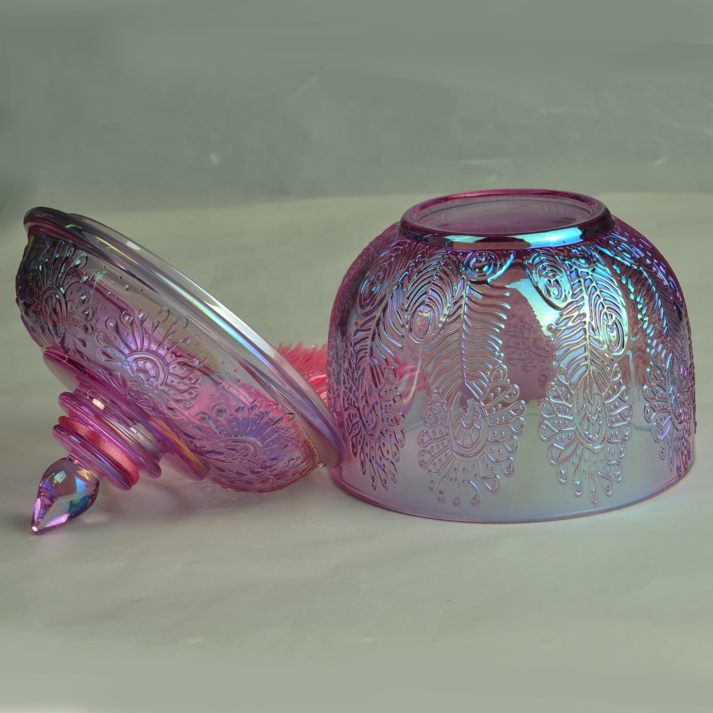 Home decoration wholesales glass candle containers luxury with lid