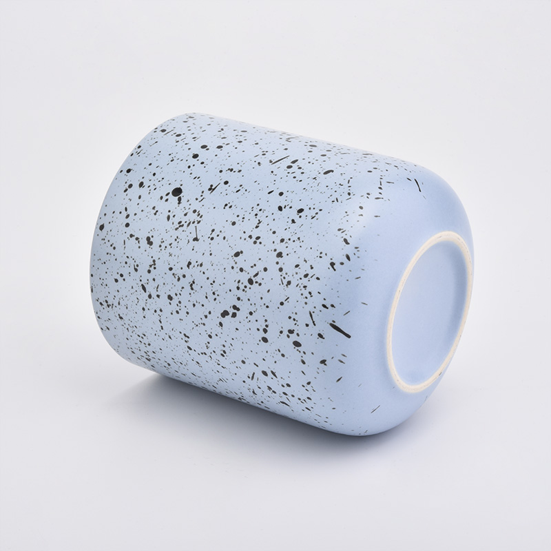 new blue dots ceramic candle jar