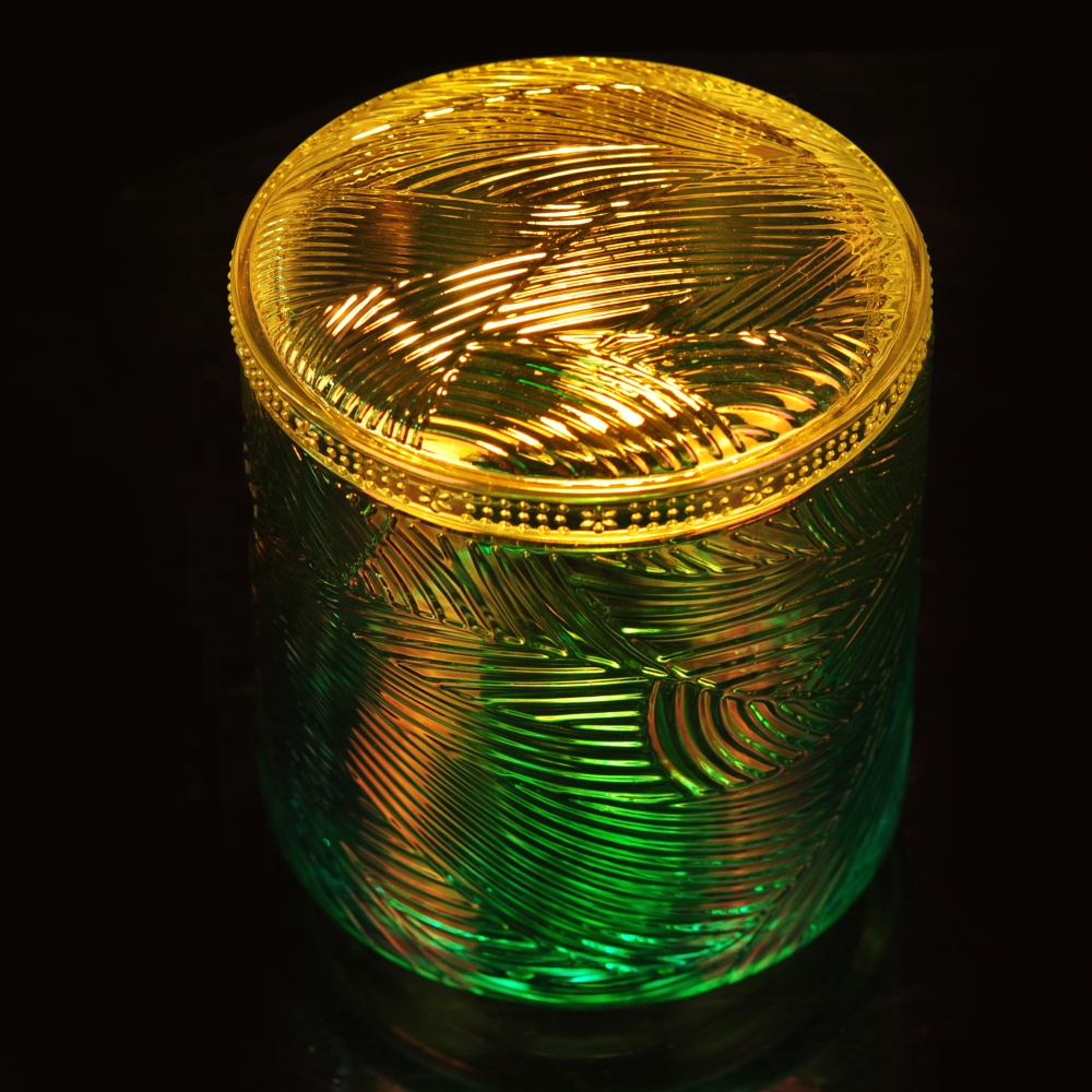 10oz 12oz Christmas lotus glass candle container holder with glass lid