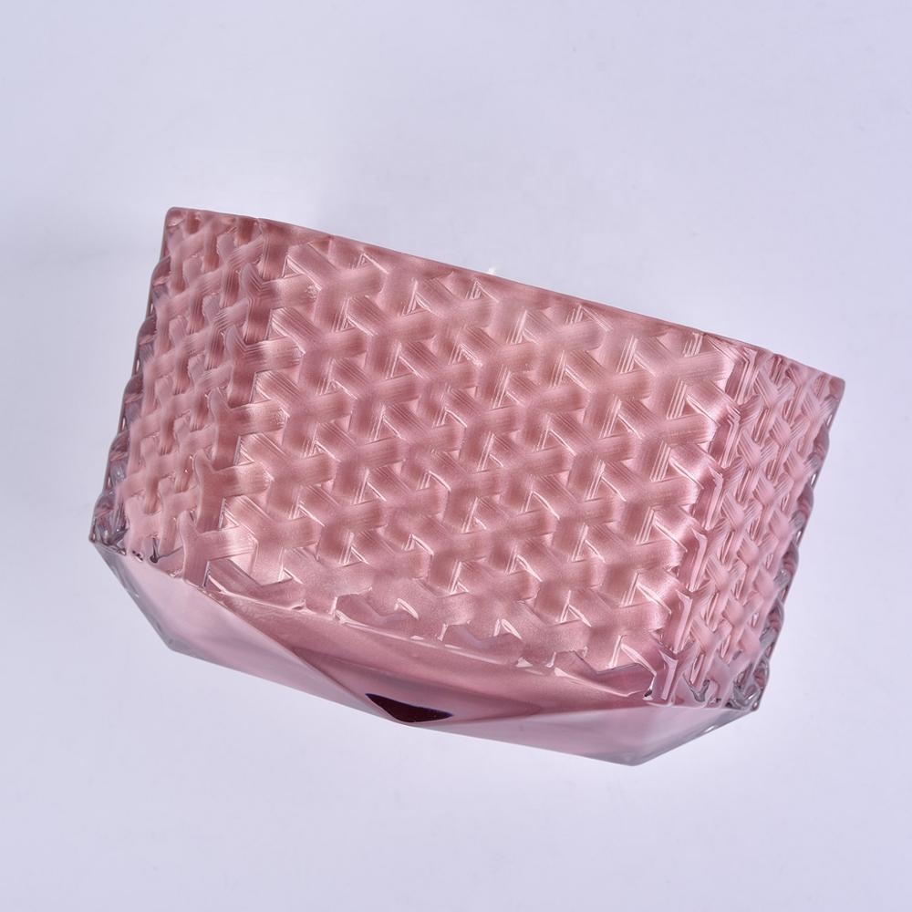 6oz 8oz 10oz Wholesales decorative geo tealight glass candle jar