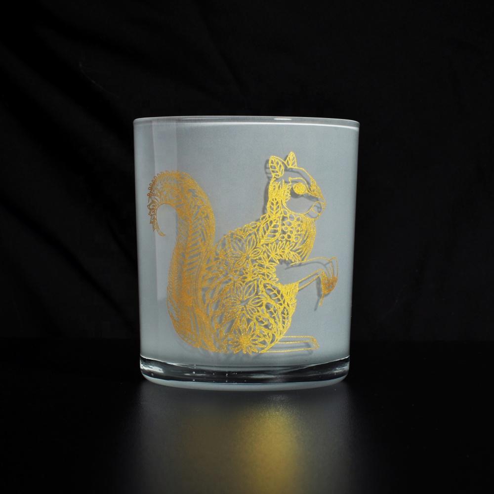Logo printing Antique custom white glass candle holders in bulk