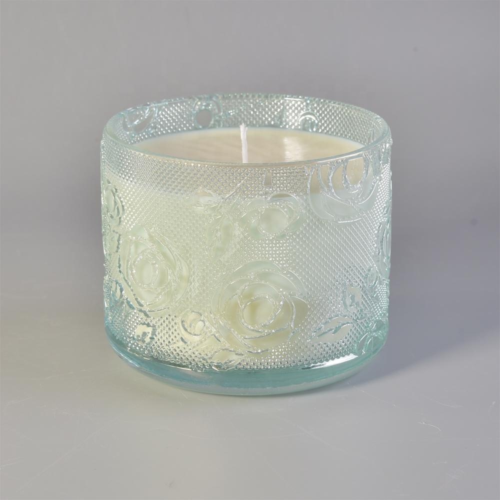 10oz Wholesales luxury rose crystal glass candle jar