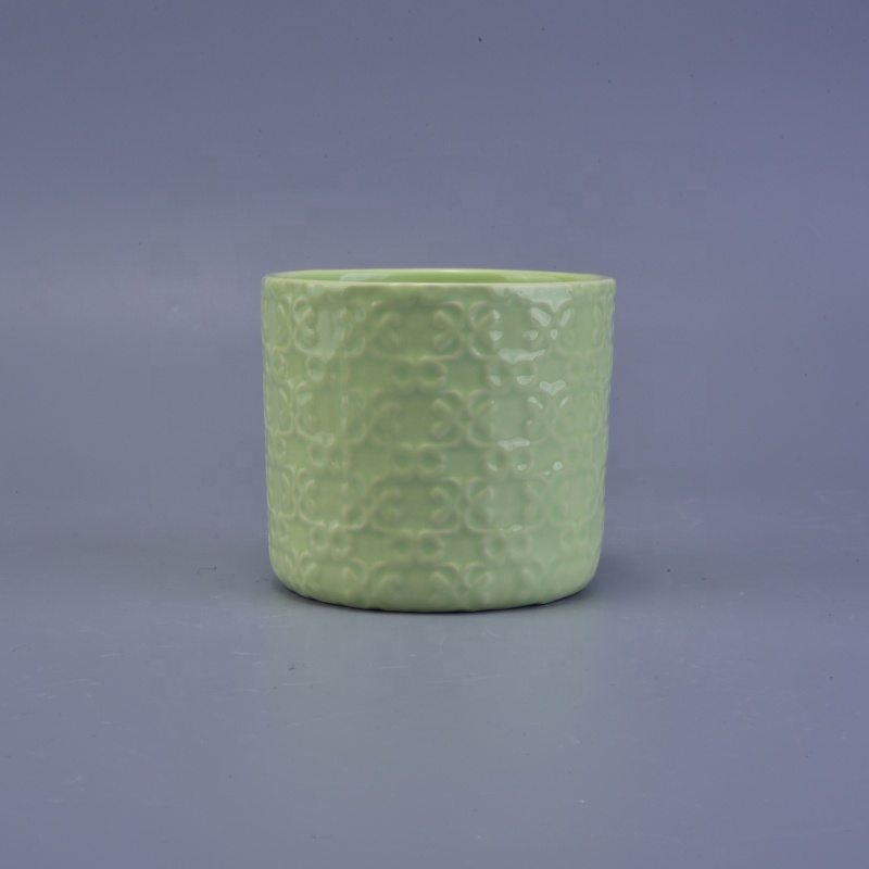 Luxury coloured ceramic candle jar with wood lid