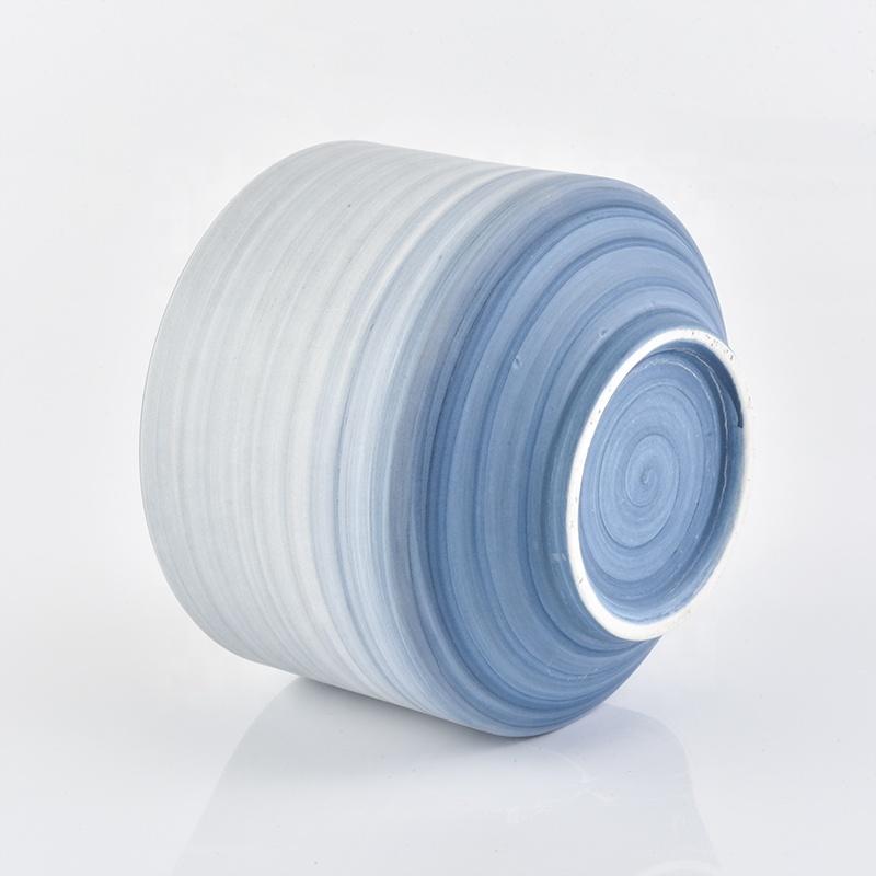 Sunny blue frosted recycled Ceramic Candle vessel 8oz 10oz