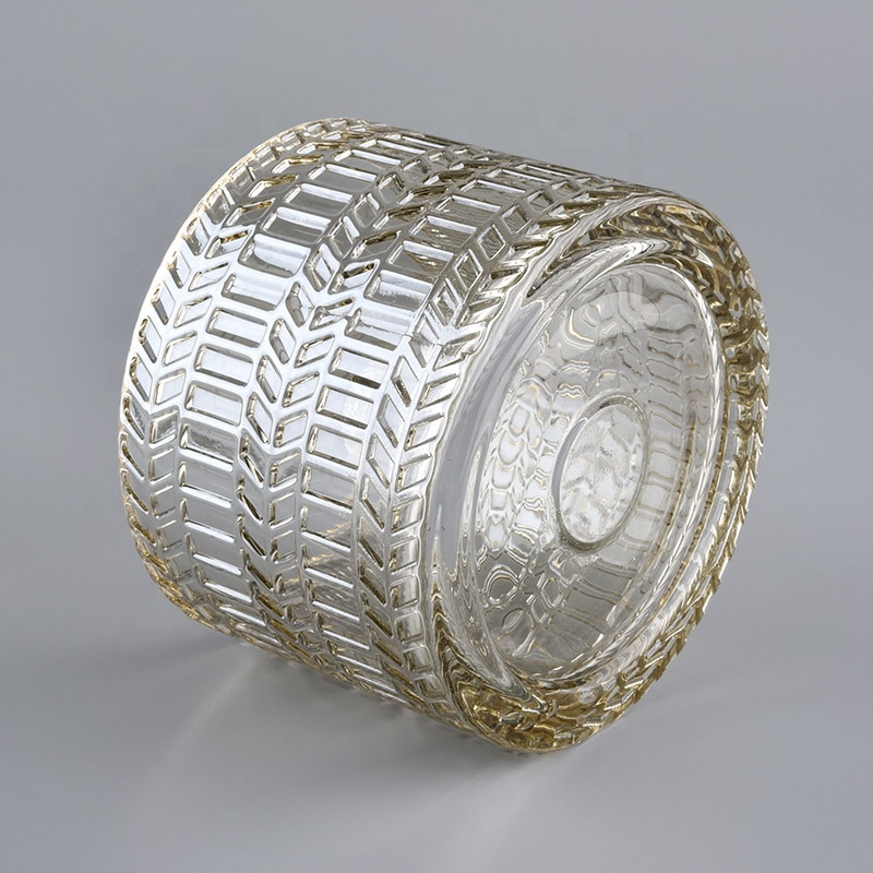 wholesale luxury geo cut candle container glass with glass lid