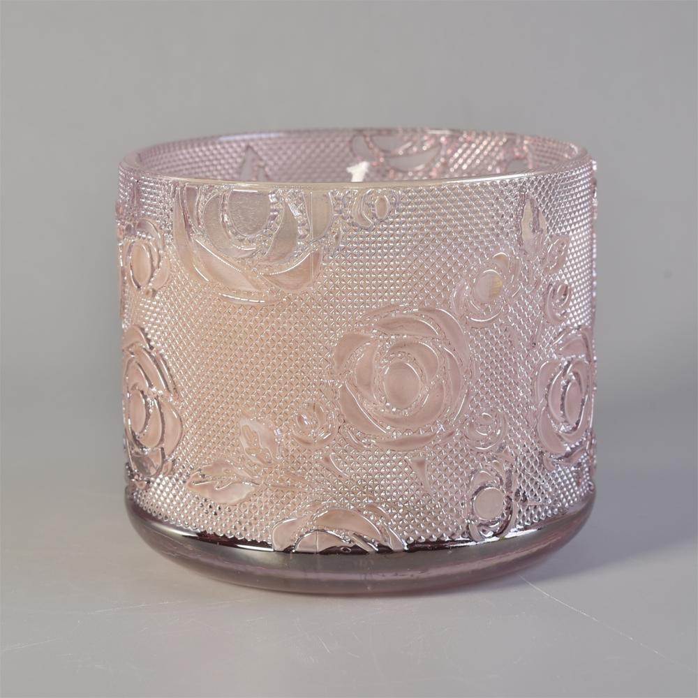10oz Wholesales luxury rose crystal glass candle jar