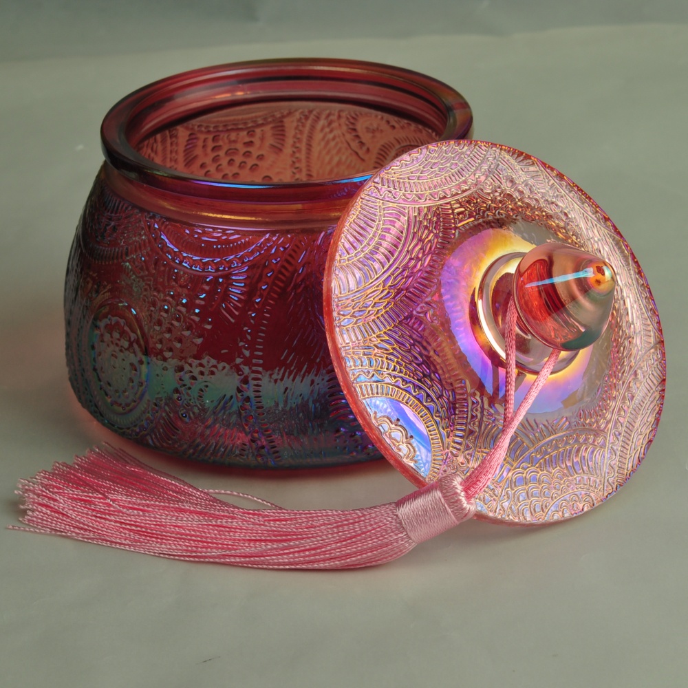 10oz Home decoration luxury customized candle glass container with lid
