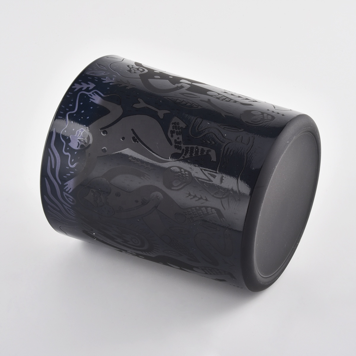 Wholesales luxury black matte cylinder glass candle jar holder