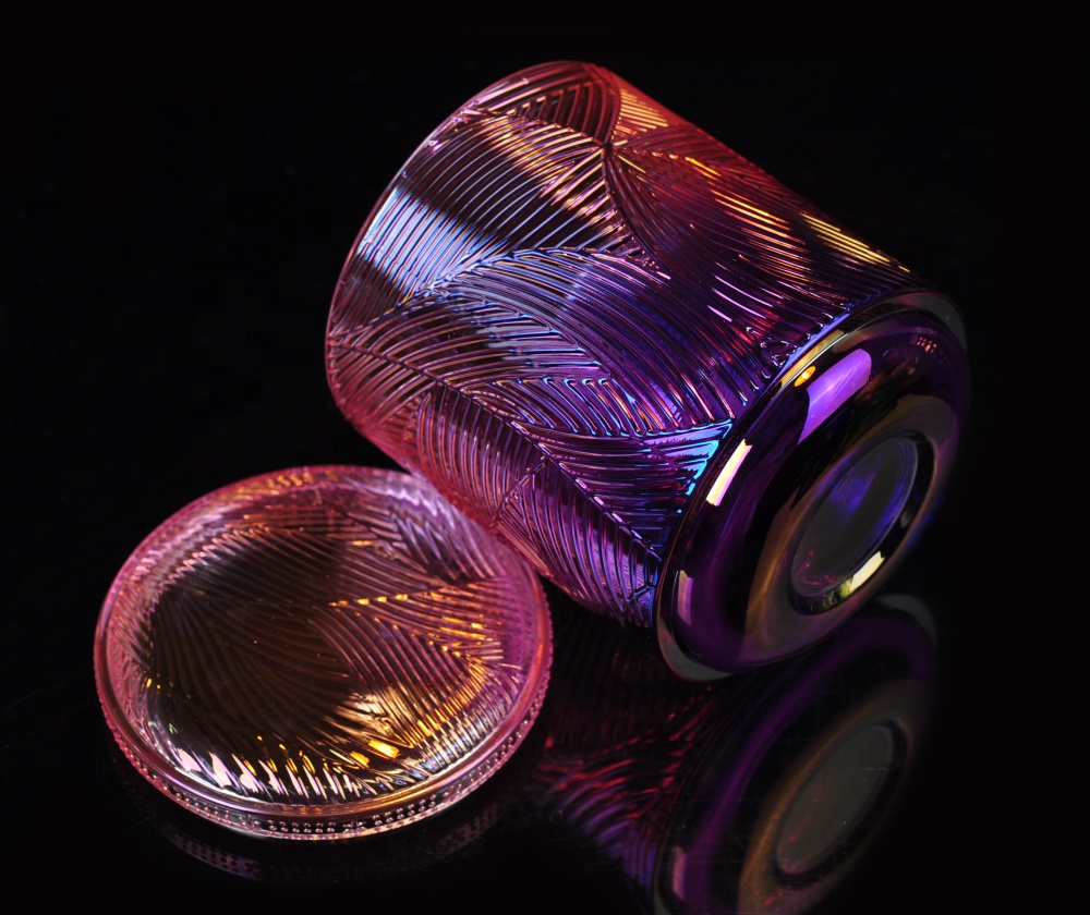 10oz 12oz Christmas lotus glass candle container holder with glass lid