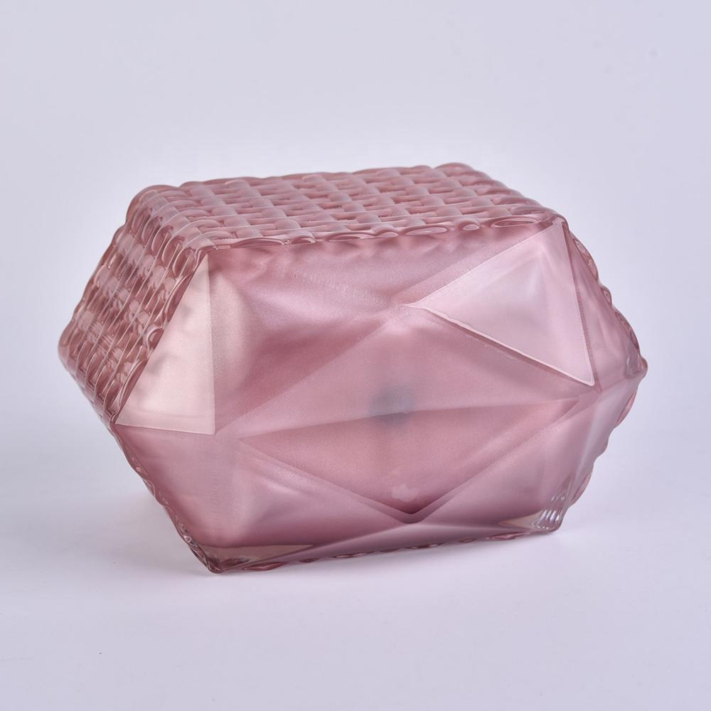 6oz 8oz 10oz Wholesales decorative geo tealight glass candle jar