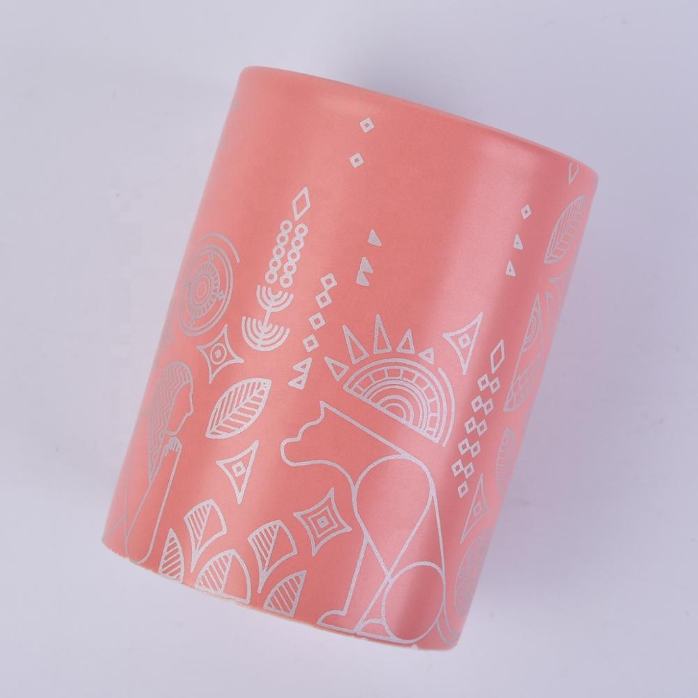 Sunny ceramic cylinder pink porcelain candle jar wholesale