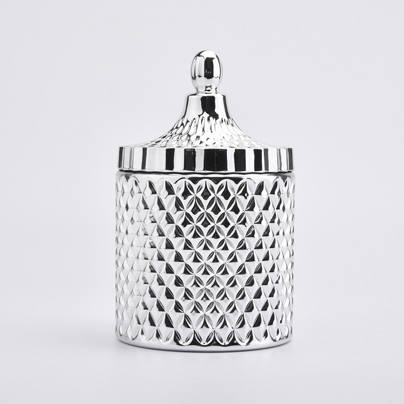 Gold color glass candle jar with lids for soy candle