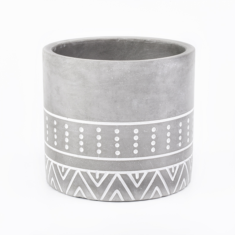 21oz engraving grey cement candle containers home decor concrete candle holders