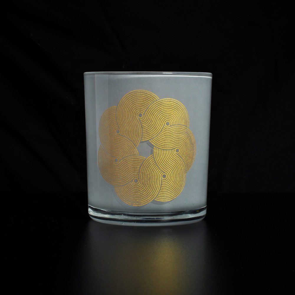 Logo printing Antique custom white glass candle holders in bulk