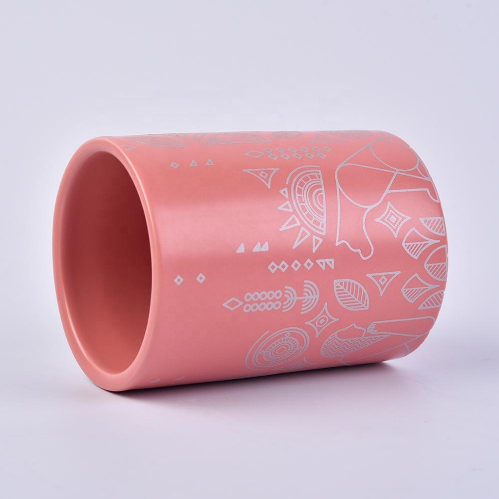 Sunny ceramic cylinder pink porcelain candle jar wholesale
