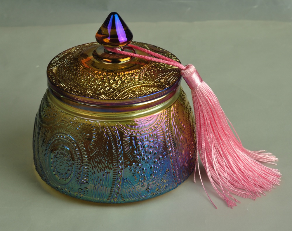 10oz Home decoration luxury customized candle glass container with lid