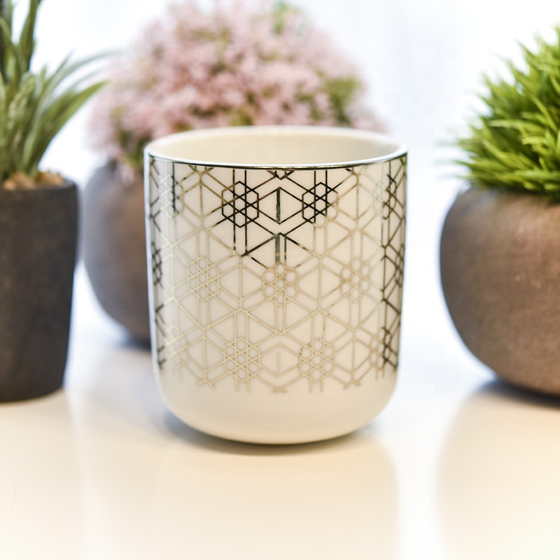 Sunny 400ml snow appearance pattern electroplating ceramic candle holders