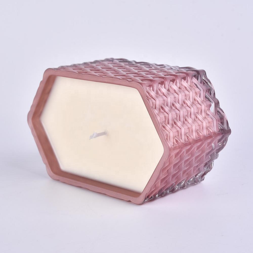 6oz 8oz 10oz Wholesales decorative geo tealight glass candle jar