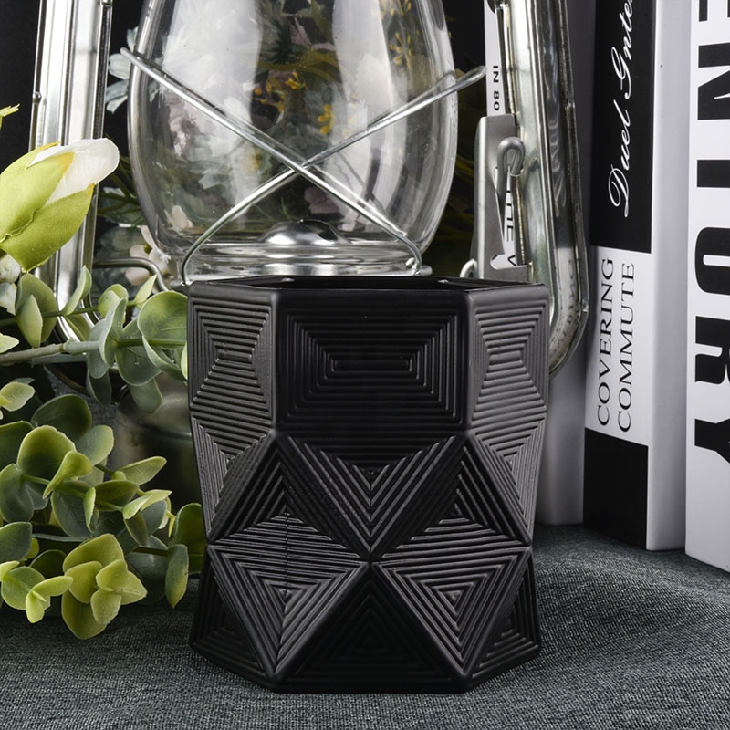10oz 20oz Wholesales black geo candle glass jars