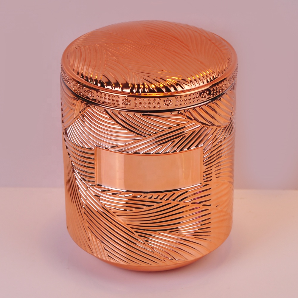 Colored custom luxury iridescent lotus glass candle holder with lids