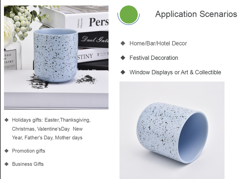 blue dots ceramic candle jars