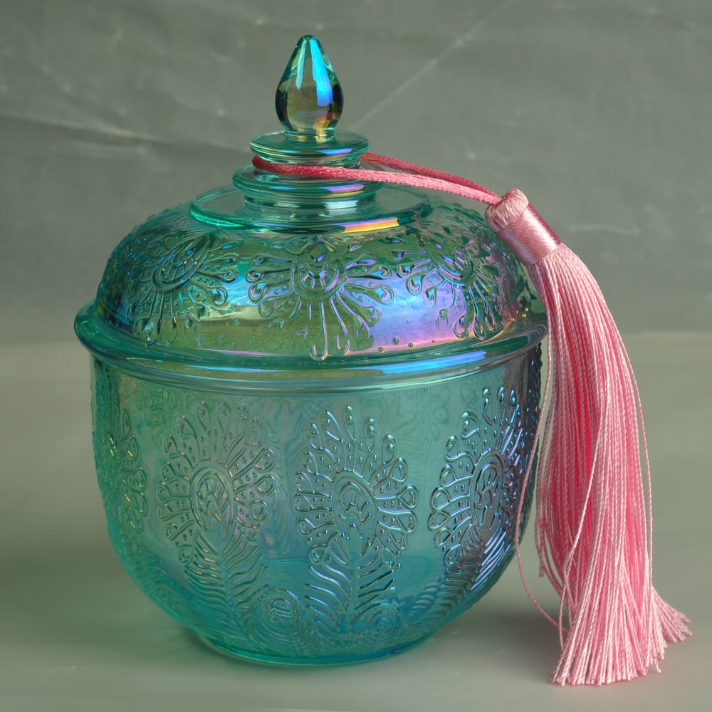 Home decoration wholesales glass candle containers luxury with lid