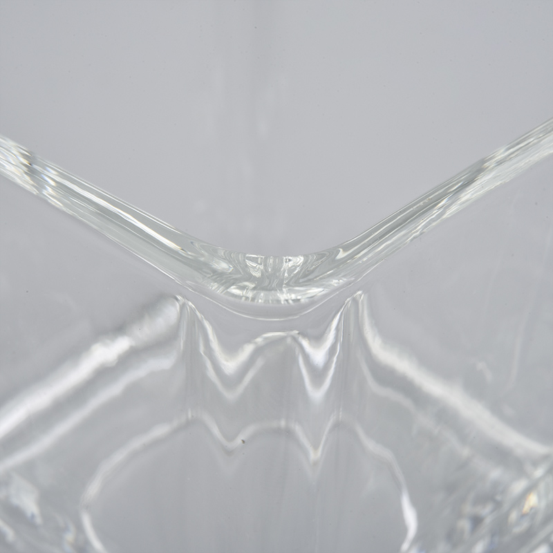 16oz square hotel decoration high-white transparent glass candle holder