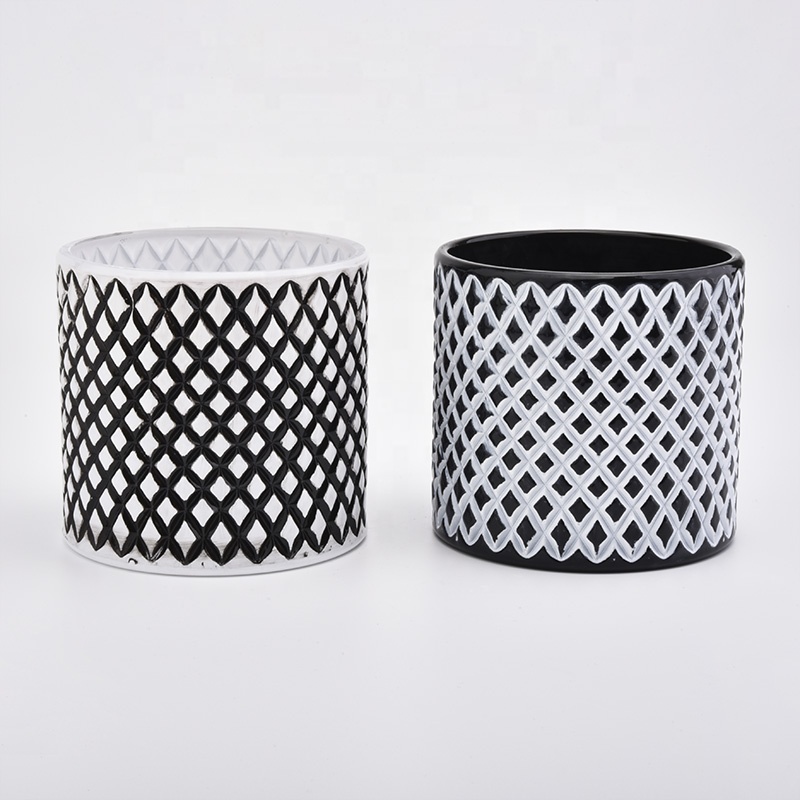 600ml grid glass candle jars for home decor candle holder decor