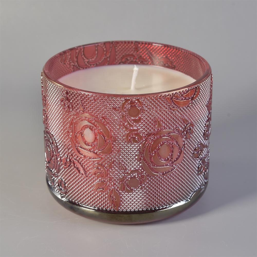 10oz Wholesales luxury rose crystal glass candle jar