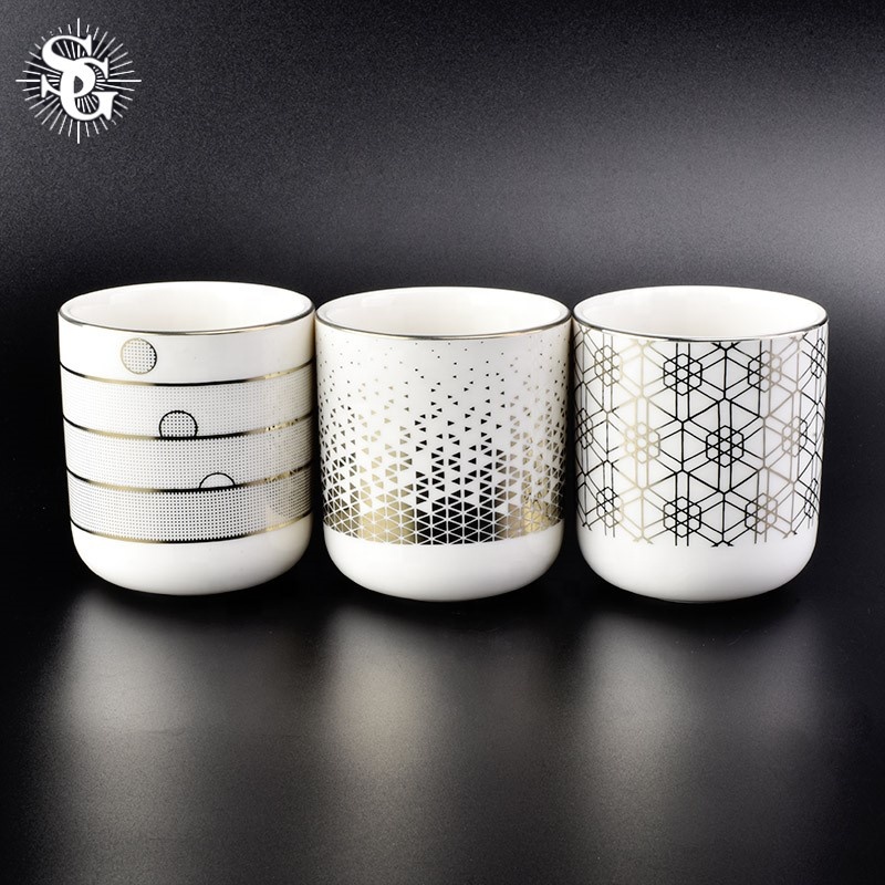 Sunny 400ml snow appearance pattern electroplating ceramic candle holders