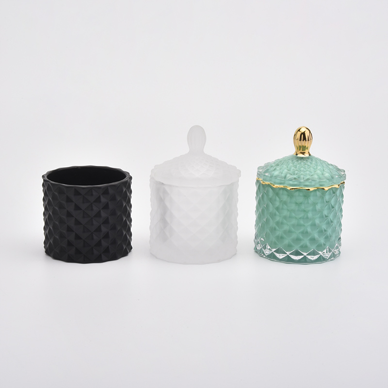 110ml green cute little glass candle holders with lid for home decorations candle containers