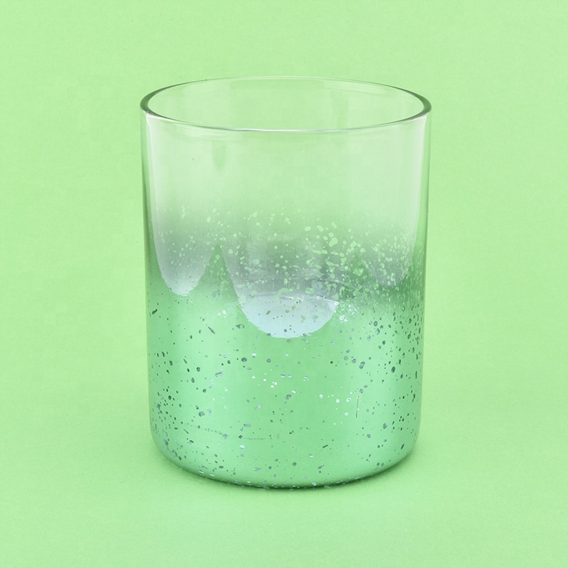 straight colored glass candle vessels with mercury decorations